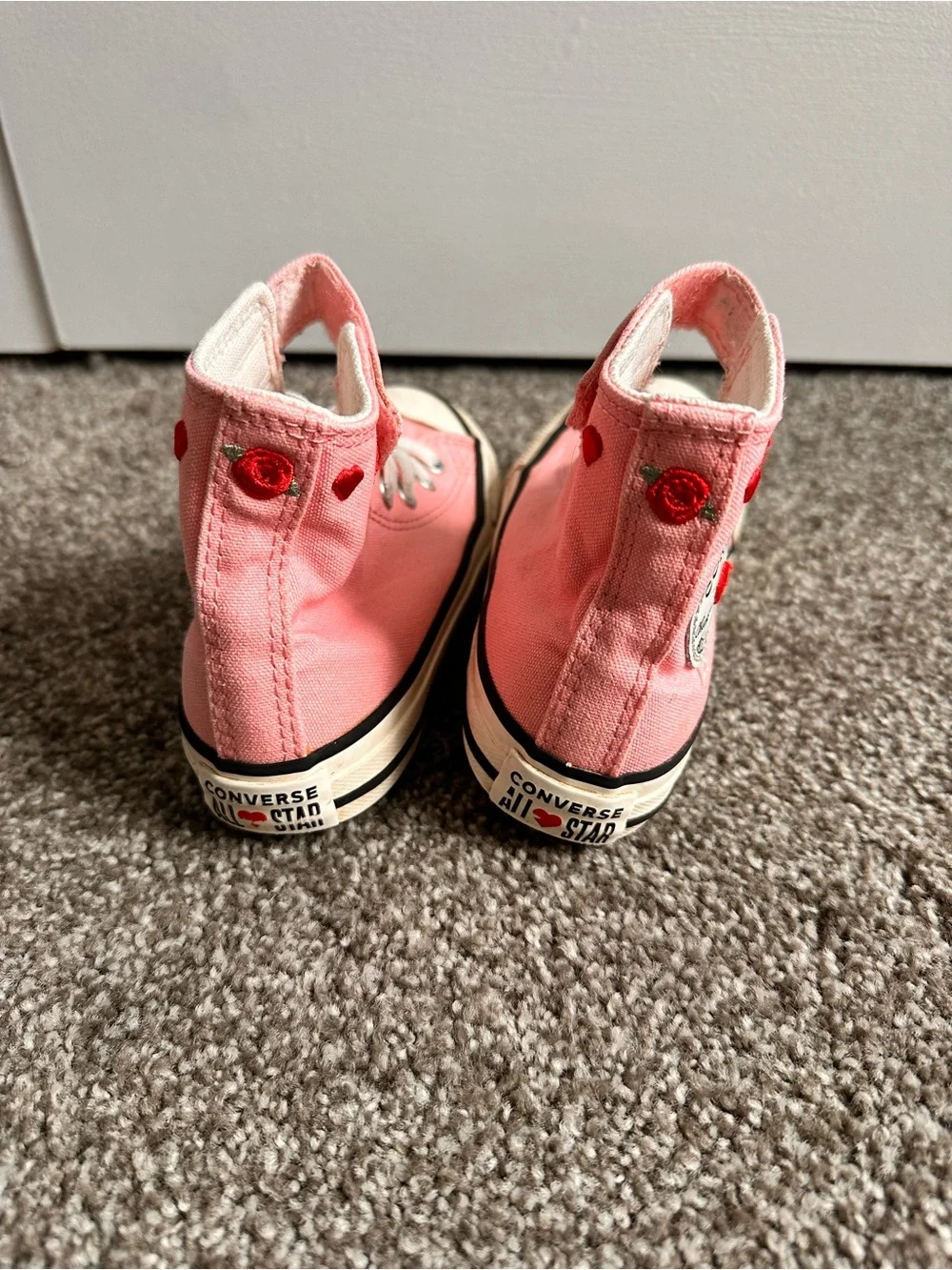 Converse Kids Pink High-Top Canvas Sneakers with Roses Strap